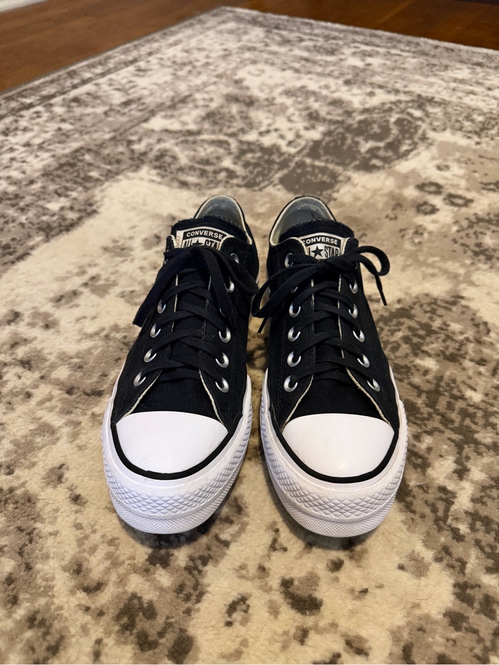 CONVERSE All Star Low-Top Canvas Platform Sneakers (Women’s 7) Black - Picture 3 of 7